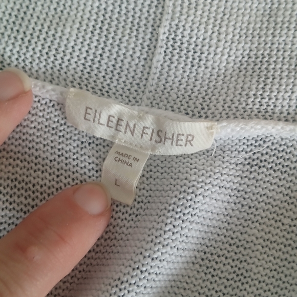 Eileen Fisher White Sleeveless Cardigan, Wowens L, Great Condition, Soft Light - Picture 3 of 5